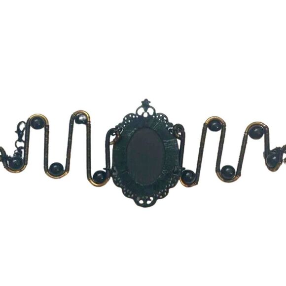 NEW Victorian Gothic Skeleton Ivory Lady Spooky Cameo Black Adjustable Bracelet - Picture 4 of 7